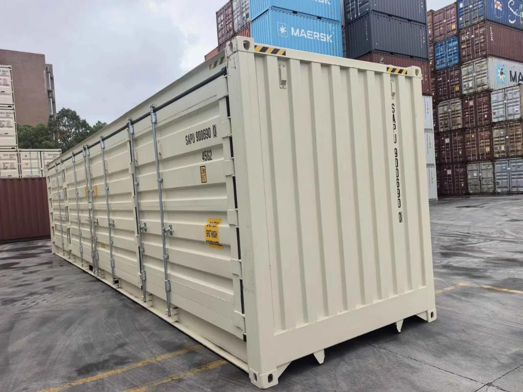 Open side container — side panel closed